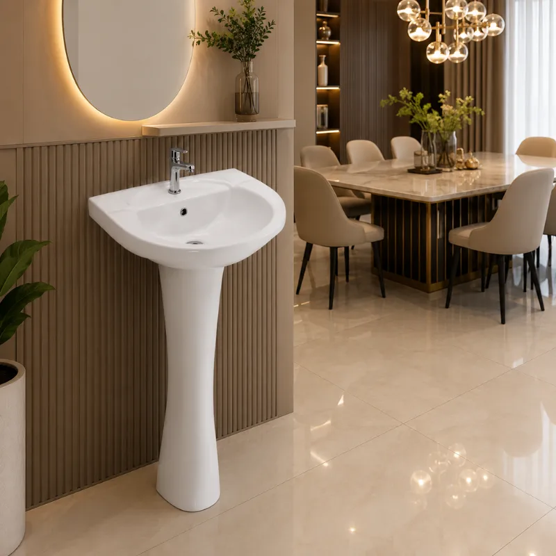 Wall Hung Basin with Full pedestal — view 2