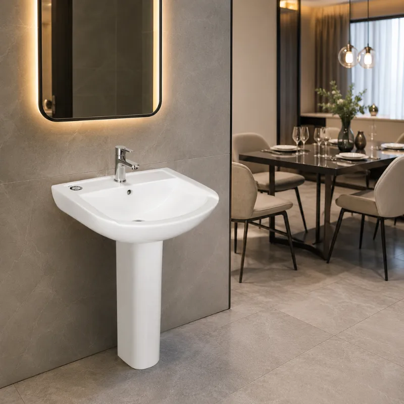 Wall Hung Basin with Full pedestal — view 2
